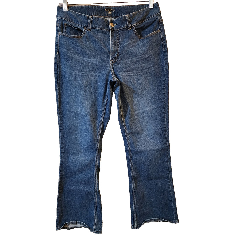 Riders by Lee Womens Boot Cut Jeans Size 12 or 14 Short Blue Mid Rise Stretch